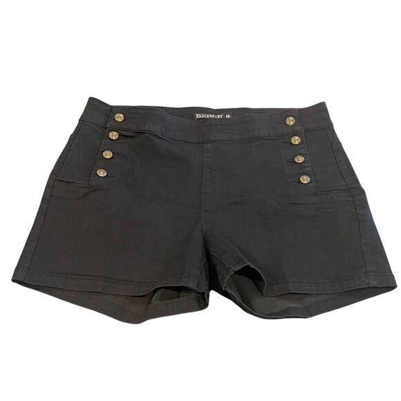 Blackheart Pants - Blackheart Shorts Juniors Size 16 Black Nautical High Rise Casual Flat Front